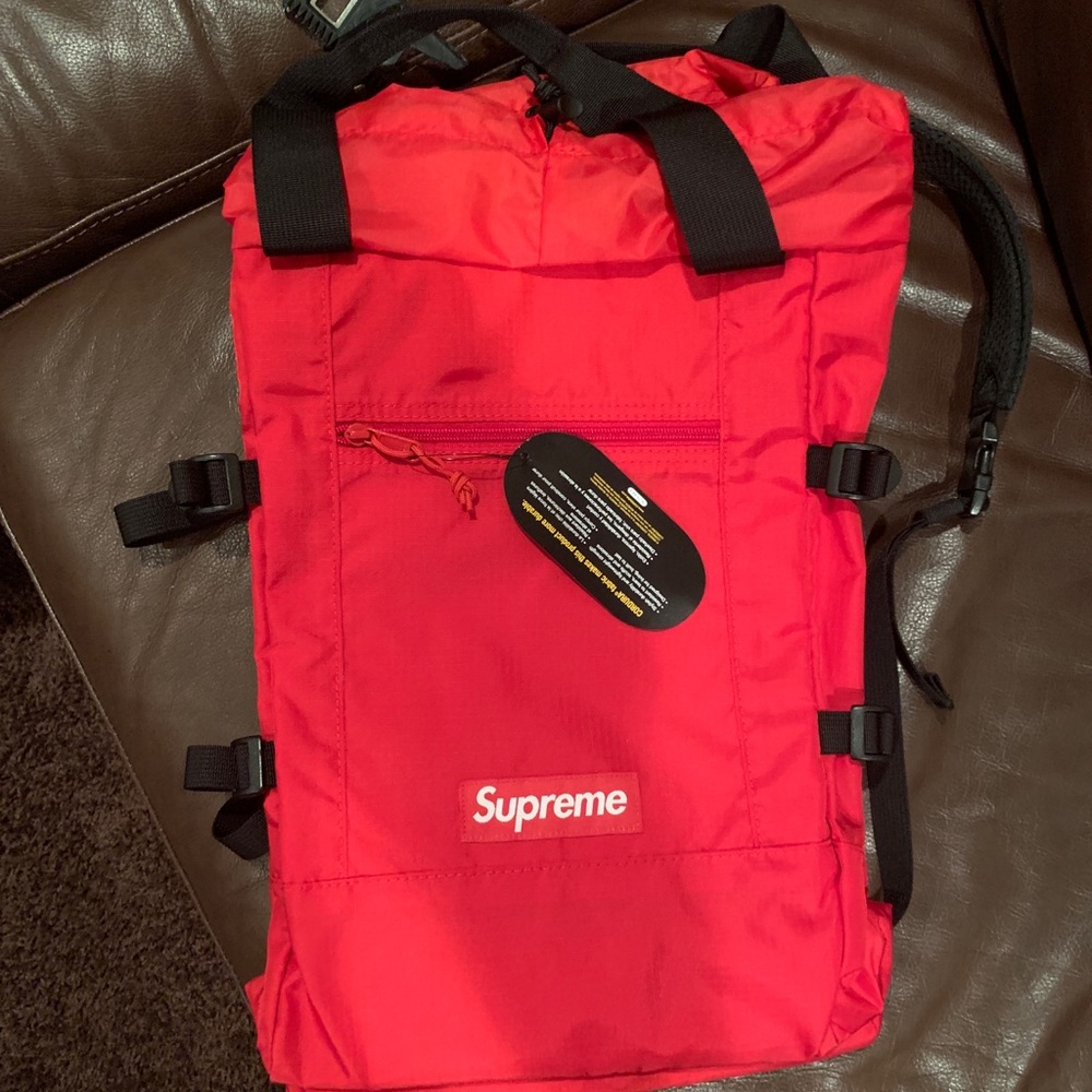 Supreme red tote backpack